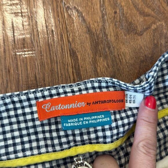 Anthropologie Cartonnier navy gingham tie waist pleated pant 4 - Picture 8 of 13